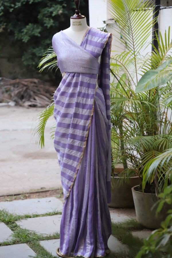 Purple Stripes Tissue Saree