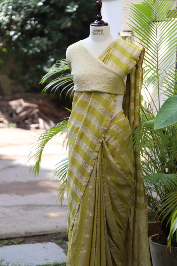 Olive Yellowish Green Stripes Tissue