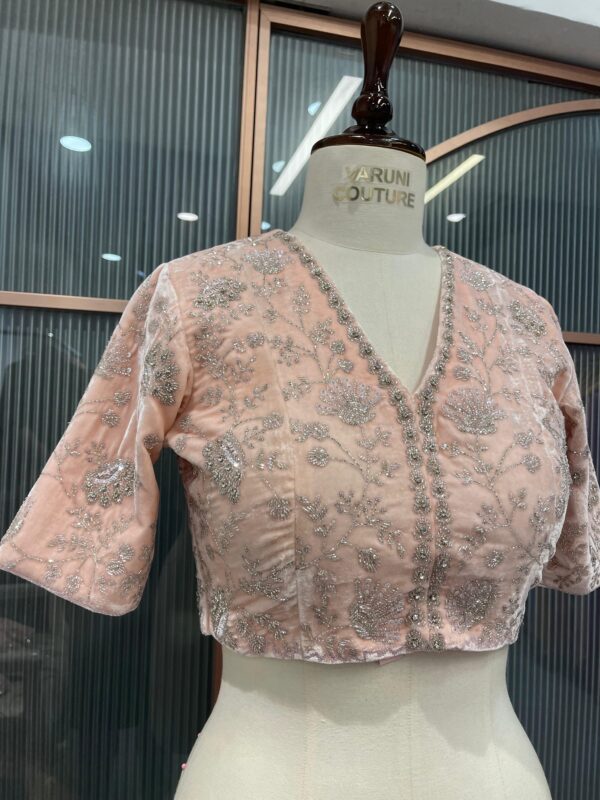 salmon peach blouse