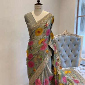 Grey Floral Tissue