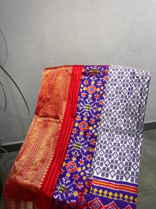 white and purple twill ikkat