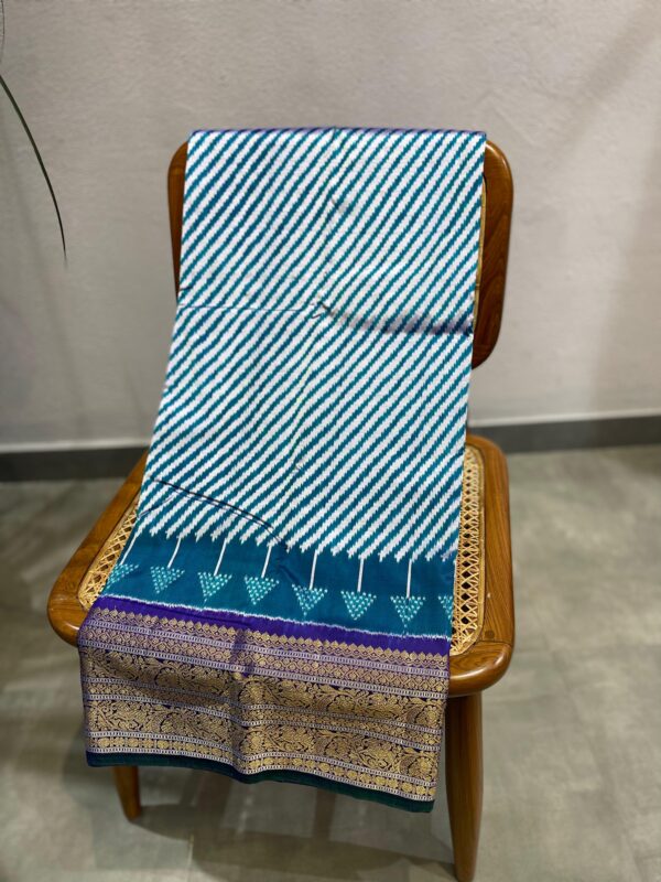 steel teal twill ikkat