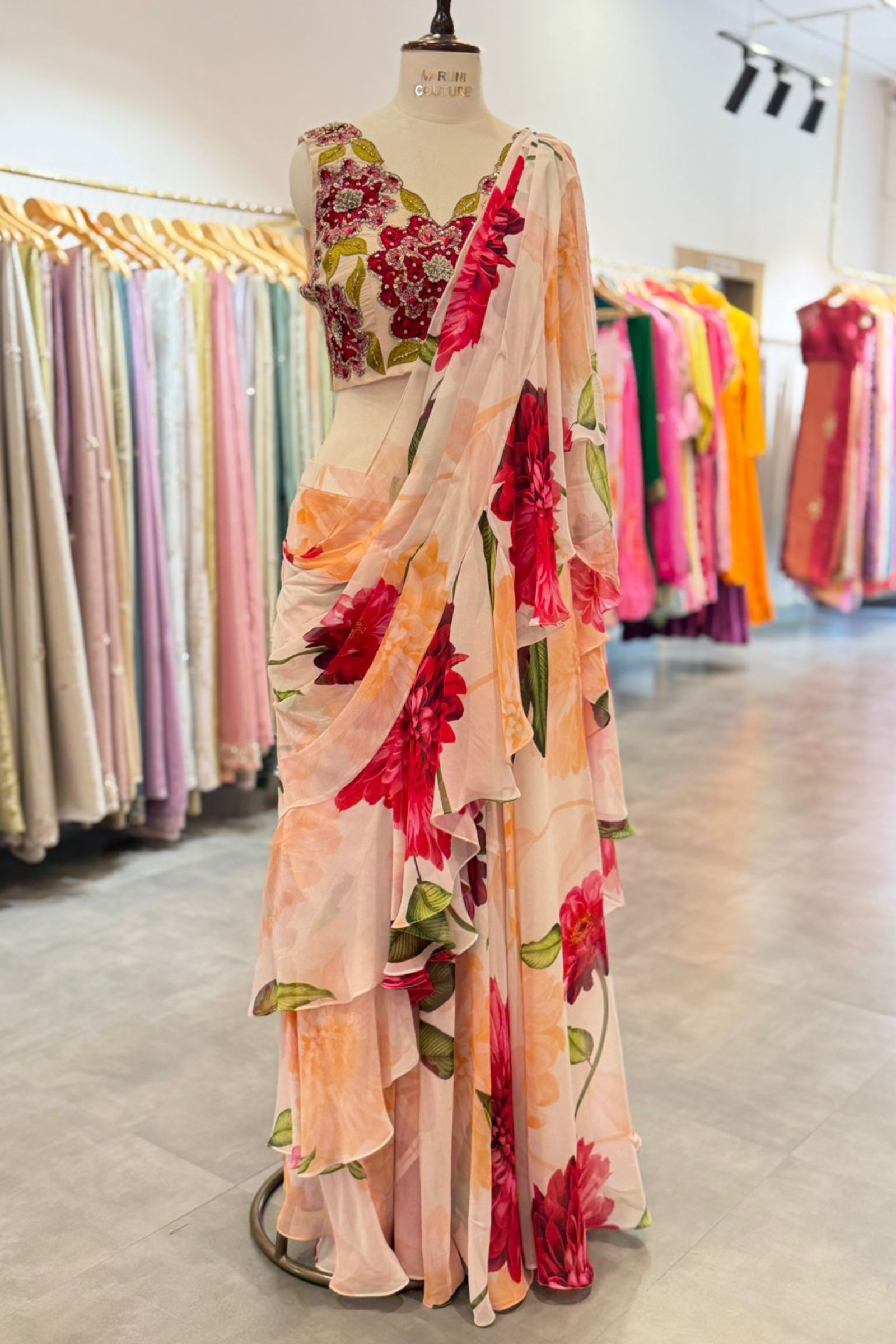 Ivory Floral ruffle
